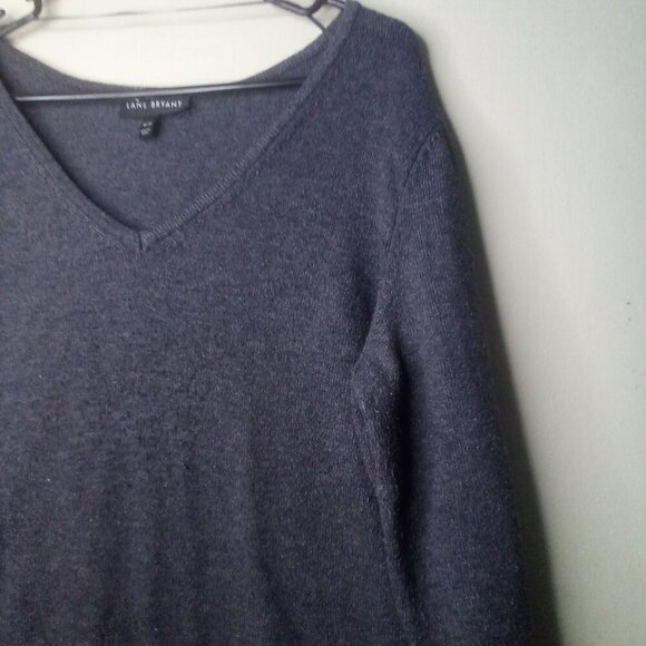 Lane Bryant Sweater Pullover 18 20 Women Long Sleeve V-Neck Gray - Picture 9 of 16
